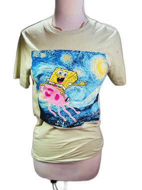 Nickelodeon T-Shirt Size S Unisex Green Spongebob Squarepants Modern Top